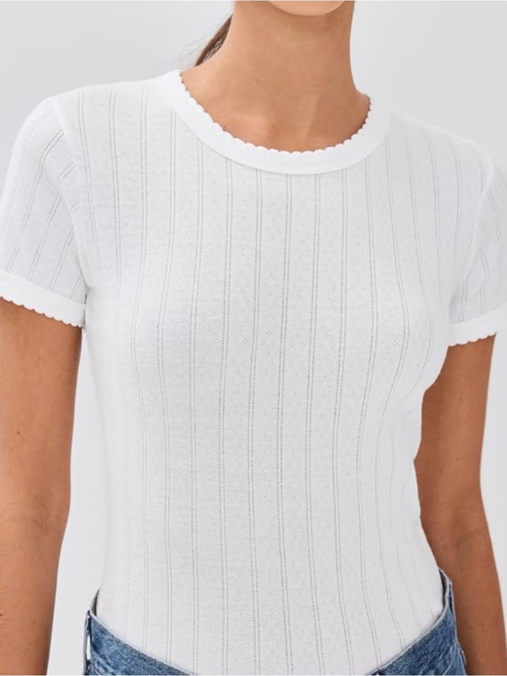 Leset Pointelle Short Sleeve Tee